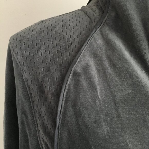 NIKE Long Sleeve Gray Velvet/Velour Perforation Detail Collared Track Jacket - Picture 9 of 13